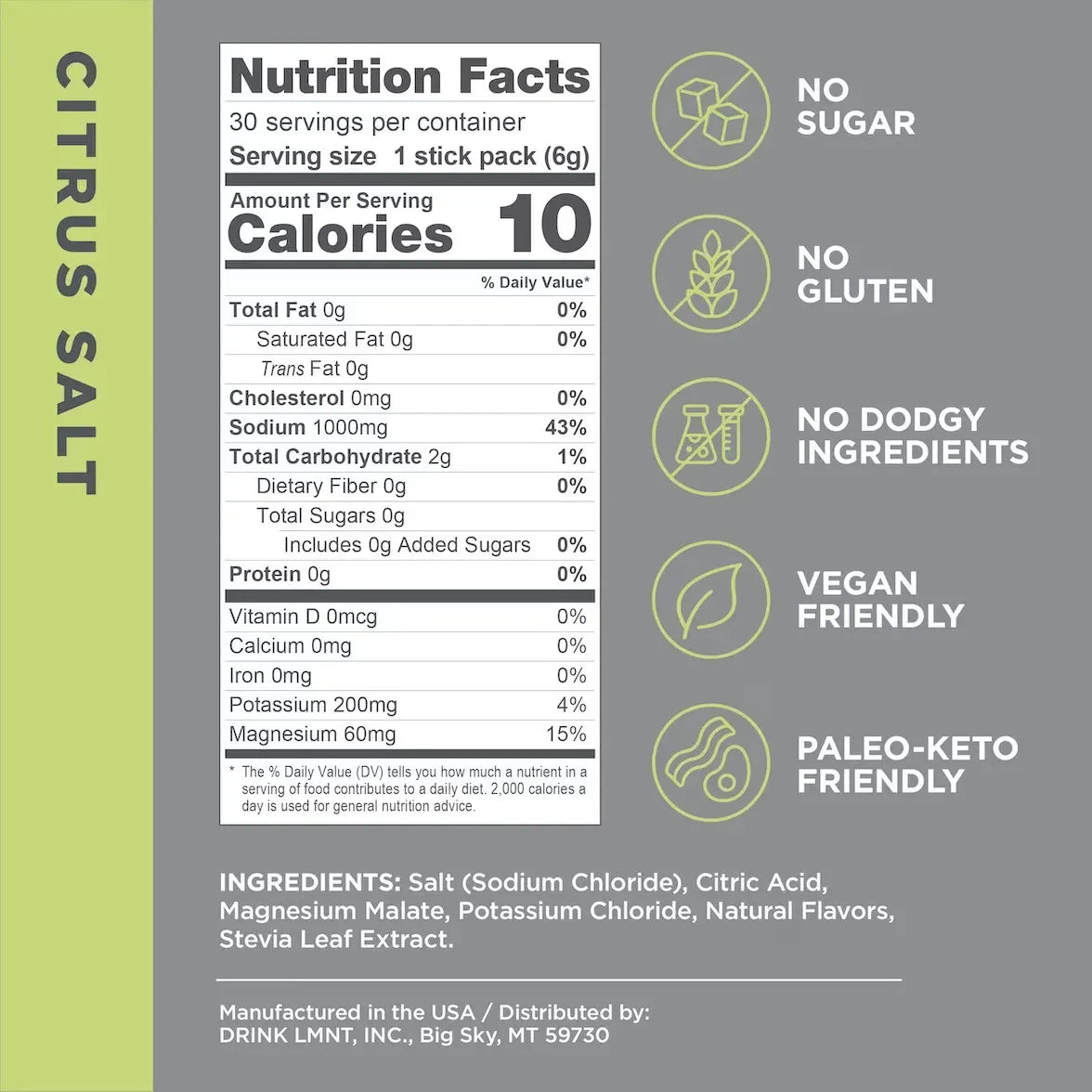 LMNT Zero-Sugar Electrolytes 30PACK